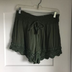 Aeroe Olive Green Paperbag Shorts